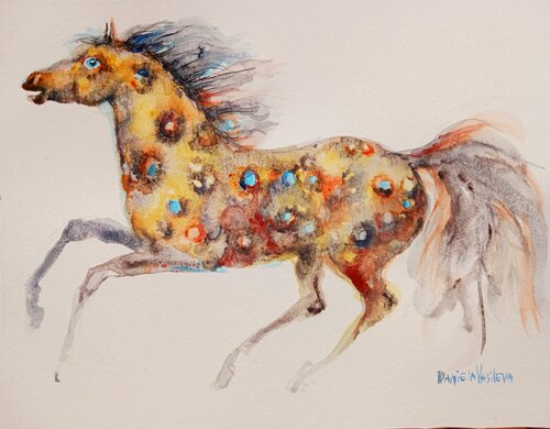 Appaloosa horse running 2 di Daniela Vasileva, Opera su carta in vendita su Singulart