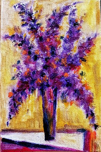 Tranquil  lavender flowers van Daniela Vasileva, Schilderij te koop op Singulart