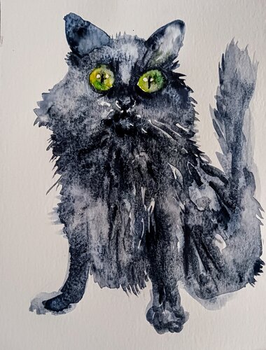 Black cat par Daniela Vasileva, Peinture en vente sur Singulart