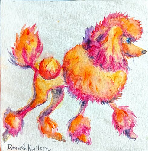 Pink poodle palooza von Daniela Vasileva, Malerei kaufen auf Singulart