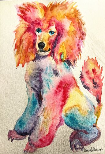 The pink poodle king van Daniela Vasileva, Schilderij te koop op Singulart