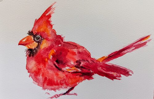 Christmas red cardinal par Daniela Vasileva, Peinture en vente sur Singulart