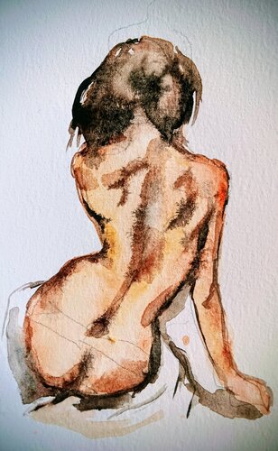 Nude Female figure sitting 9 von Daniela Vasileva, Malerei kaufen auf Singulart