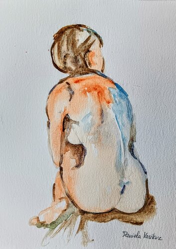 Nude Female figure sitting 11 van Daniela Vasileva, Schilderij te koop op Singulart