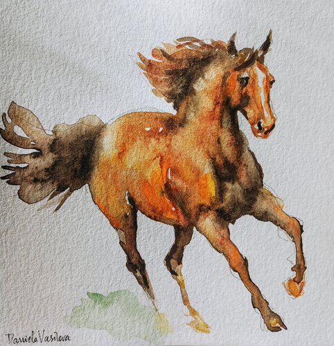 horse running di Daniela Vasileva, Opera su carta in vendita su Singulart
