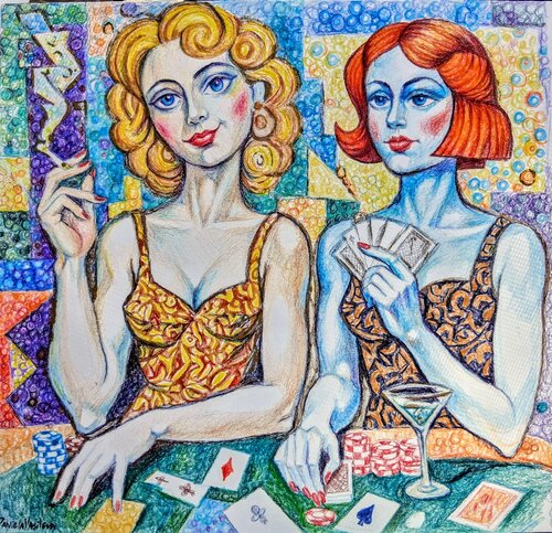Liquor-laced Lady luck van Daniela Vasileva, Schilderij te koop op Singulart