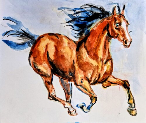 Horse running by Daniela Vasileva, Work on Paper for Sale on Singulart
