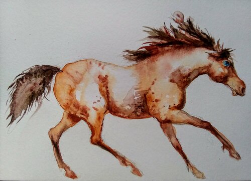 Horse running par Daniela Vasileva, Œuvre sur papier en vente sur Singulart