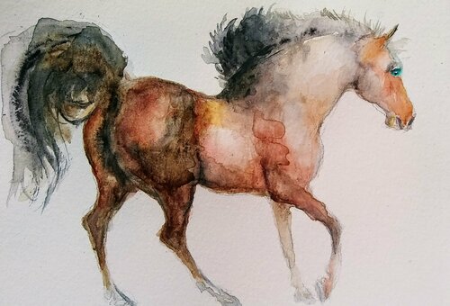 Horse running. Black and white par Daniela Vasileva, Œuvre sur papier en vente sur Singulart