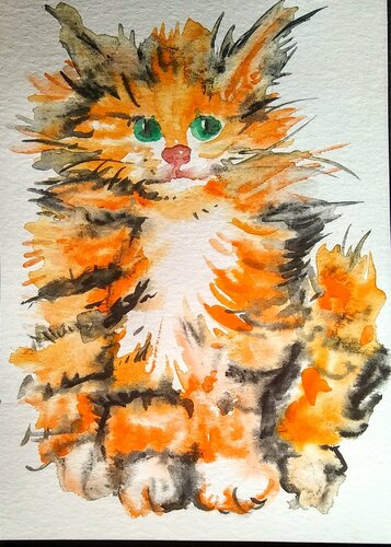 Orange cat di Daniela Vasileva, Opera su carta in vendita su Singulart