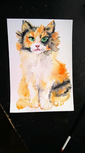 Calico kitty di Daniela Vasileva, Opera su carta in vendita su Singulart
