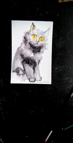 Black kitten di Daniela Vasileva, Opera su carta in vendita su Singulart