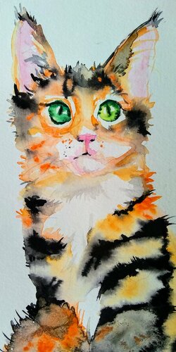 Orange calico cat di Daniela Vasileva, Opera su carta in vendita su Singulart