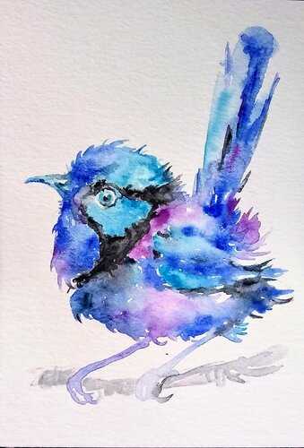 blue bird von Daniela Vasileva, Werk auf Papier kaufen auf Singulart
