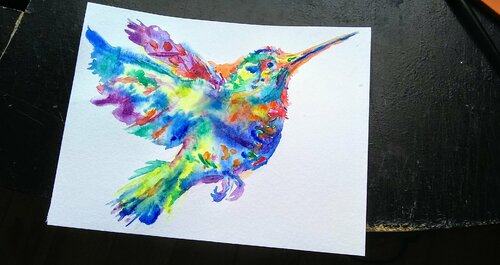 Colorful flying hummingbird, di Daniela Vasileva, Opera su carta in vendita su Singulart