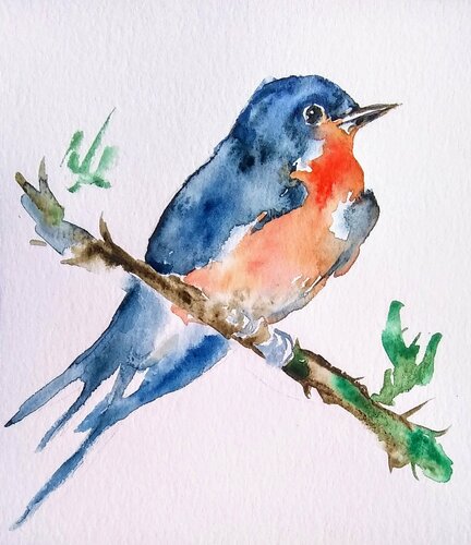 Colorful bird, spring swallow di Daniela Vasileva, Opera su carta in vendita su Singulart