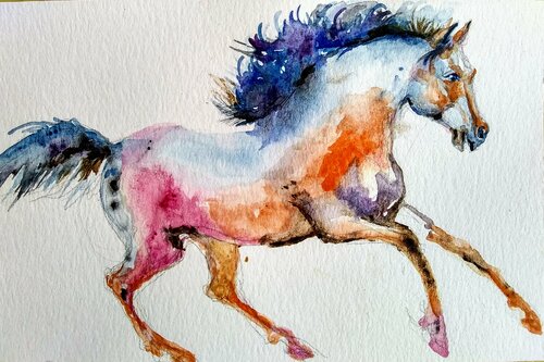 Autumn stallion running di Daniela Vasileva, Opera su carta in vendita su Singulart