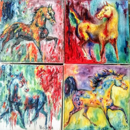 Horses In motion van Daniela Vasileva, Schilderij te koop op Singulart