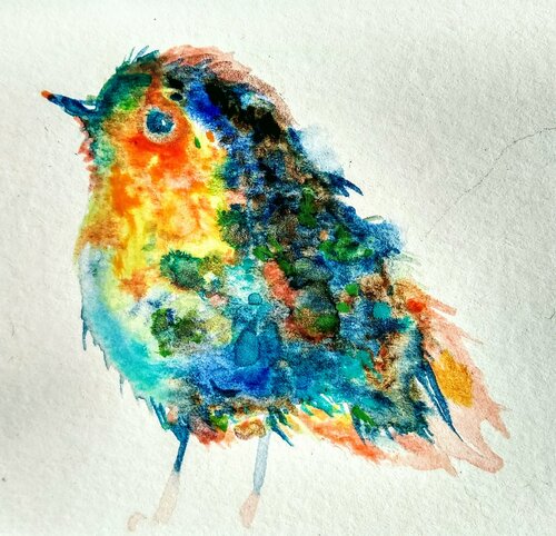 Colorful bird Christmas robin di Daniela Vasileva, Opera su carta in vendita su Singulart