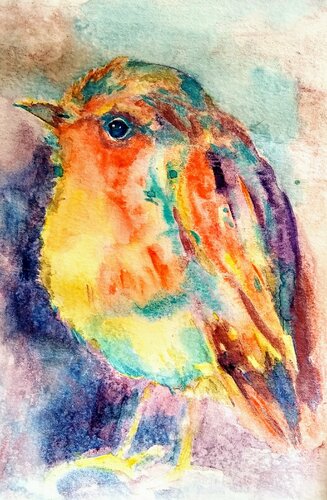 Christmas Robin by Daniela Vasileva, Work on Paper for Sale on Singulart