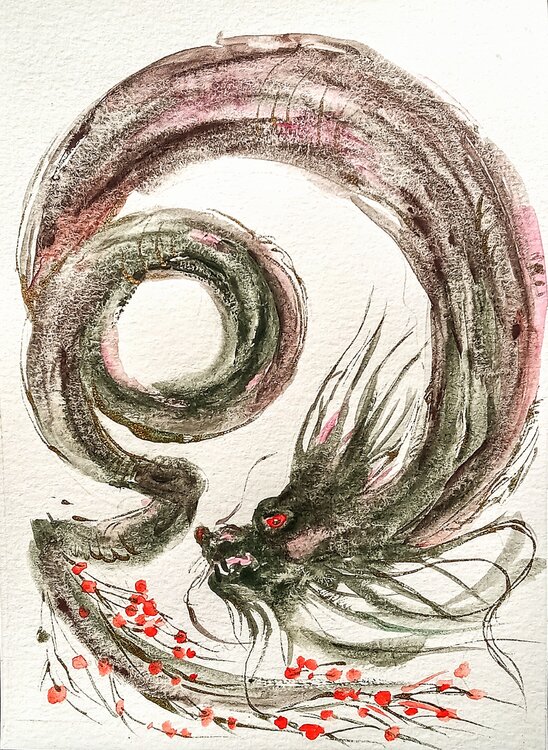 Dragon in cherry flowers Daniela Vasileva