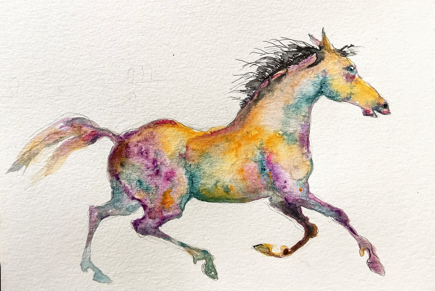 Blue horse running Daniela Vasileva