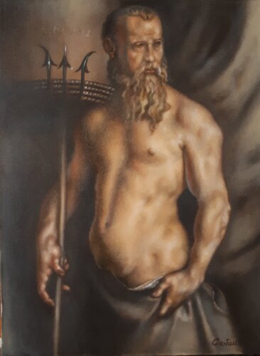 Nettuno ( copia da Bronzino) de Cristiano Costantini, Pintura a la venta en Singulart