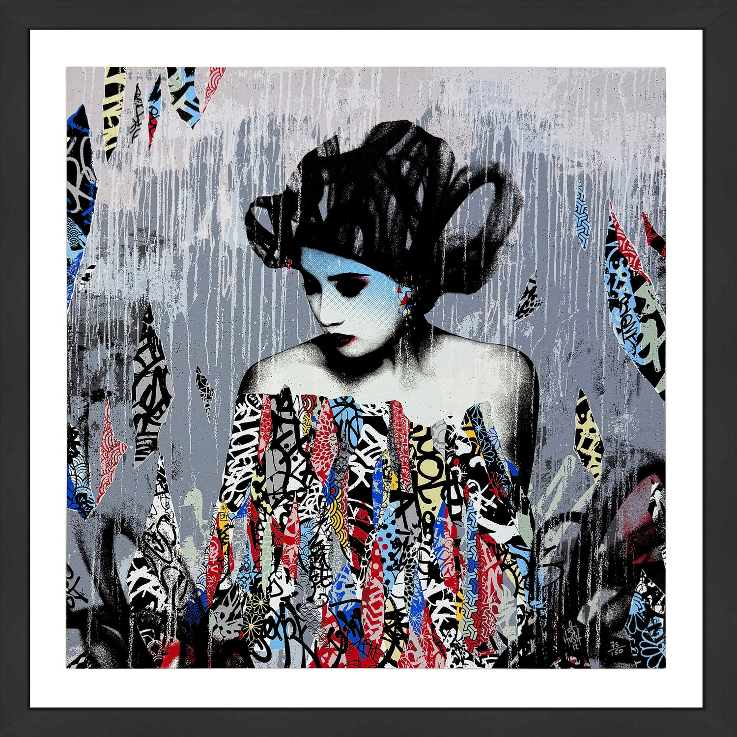 Siren in Motion (framed hand signed screen print) HUSH