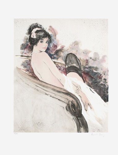 Elégante au collier de perles de Bernard Charoy, Impresión a la venta en Singulart