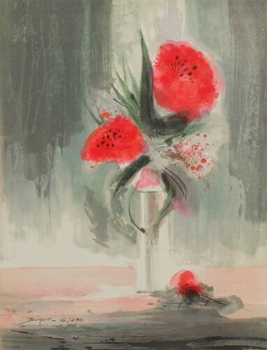 Fleurs roses by Jean-Claude Bligny, Print for Sale on Singulart