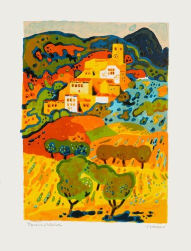 Village sur la colline by Guy Charon, Print for Sale on Singulart