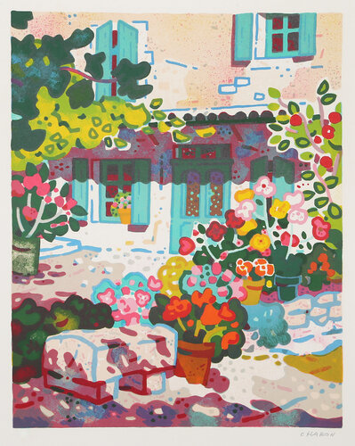 Flower Lined Home by Guy Charon, Print for Sale on Singulart
