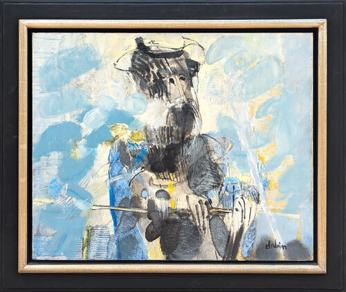 "L'Hidalgo de la Mancha" Modern Blue Tone Abstract Expressionist Figure Painting van Joël Dabin, Schilderij te koop op Singulart