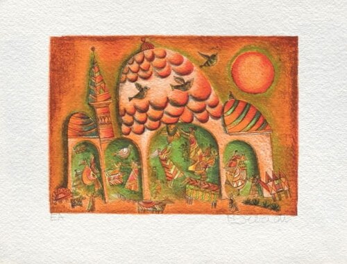 Temple rouge von Françoise Deberdt, Druck kaufen auf Singulart