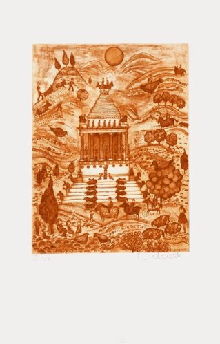 Les 7 Merveilles du Monde - Mausolée d'Halicarnasse by Françoise Deberdt, Print for Sale on Singulart