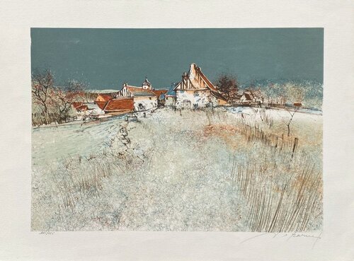 Village sous la neige par François D'IZARNY, Édition en vente sur Singulart
