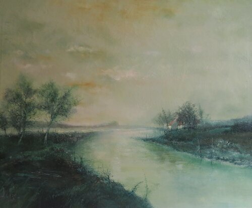 La Saône à Neuville di François D'IZARNY, Pittura in vendita su Singulart