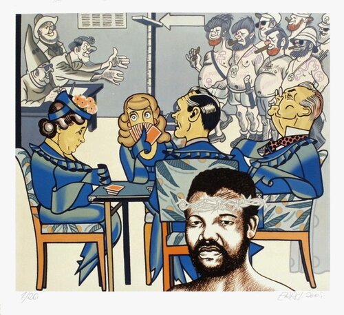 Hommage à Mandela (Nelson Mandela) by Erró Gudmundur Gudmundsson, Print for Sale on Singulart