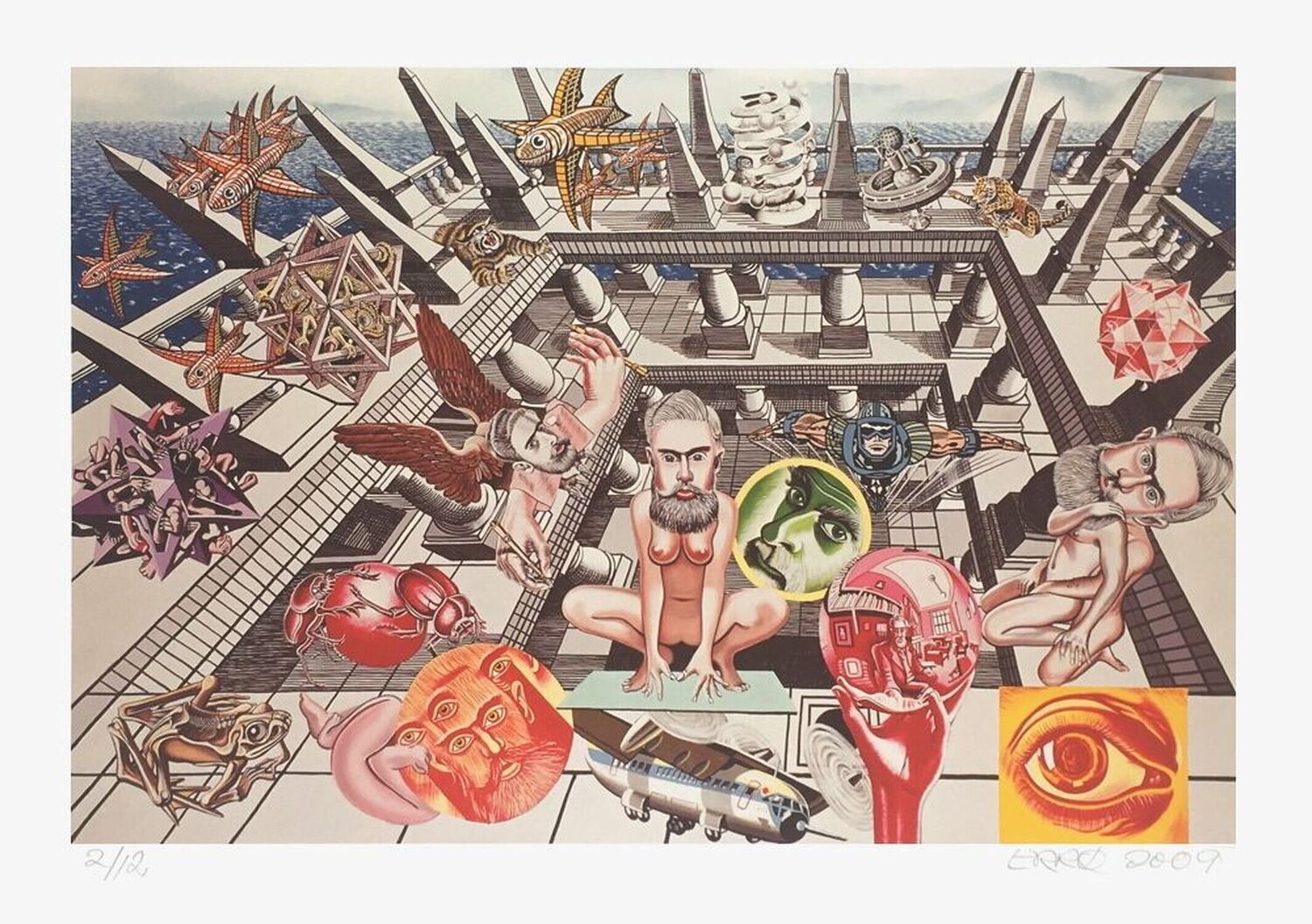 Hommage à Escher Erró Gudmundur Gudmundsson Druck zu verkaufen