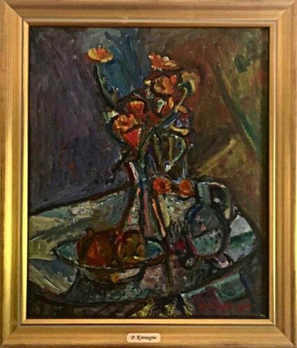 Still life with flowers Pinchus Kremegne
