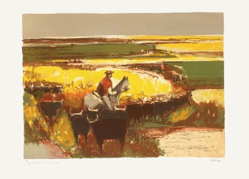 Cavalier en Camargue von Eliane Thiollier, Druck kaufen auf Singulart