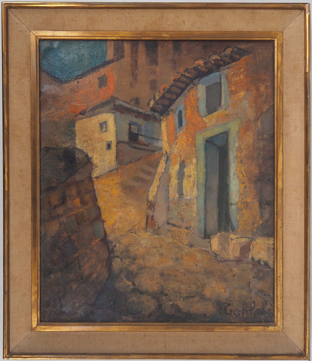 Vieux village en Espagne Louis Toffoli Peinture originale à vendre