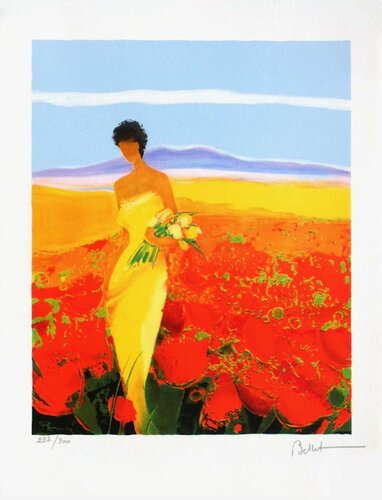 Champ de coquelicots von Emile Bellet, Druck kaufen auf Singulart