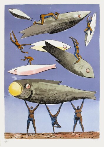 Jeux de poissons sur l'Olympe (JO Barcelona) by Hector Julio Párido Bernabó, Print for Sale on Singulart