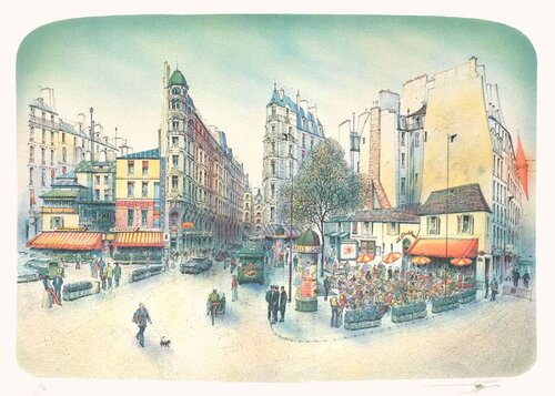 Paris - Place Saint André des Arts II by Rolf Rafflewski, Print for Sale on Singulart