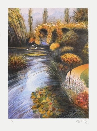 Giverny - Le bassin en automne di Rolf Rafflewski, Stampa in vendita su Singulart