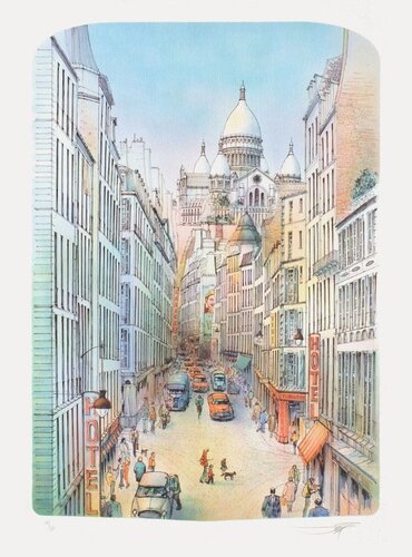 Paris - La rue Blanche et le Sacré-Coeur von Rolf Rafflewski, Druck kaufen auf Singulart