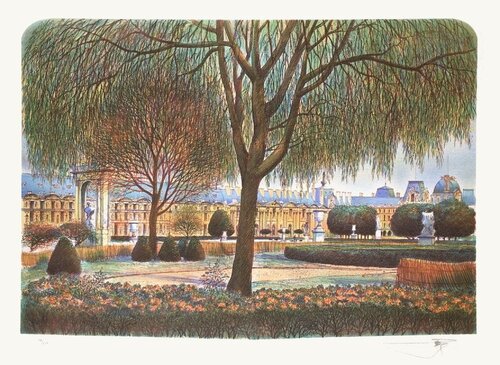 Paris - Le jardin des Tuileries et le Louvre von Rolf Rafflewski, Druck kaufen auf Singulart