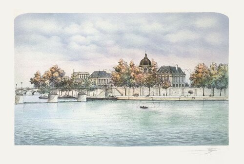 Paris - Le Palais de l'Institut et le Pont des Arts von Rolf Rafflewski, Druck kaufen auf Singulart