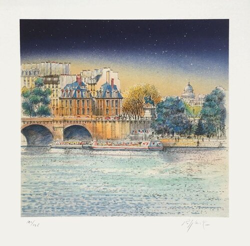 Paris - La pointe du Vert-Galant effet de nuit von Rolf Rafflewski, Druck kaufen auf Singulart